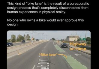 تصور کنید واقعاً از این مسیر دوچرخه سواری استفاده کنید.  این بیشتر از کاری است که مهندس انجام داده است.