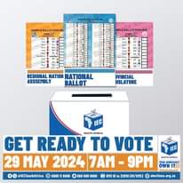به یاد داشته باشید، برای #SAelections24، در صورت حضور در سه برگه رای، رای خواهید داد…