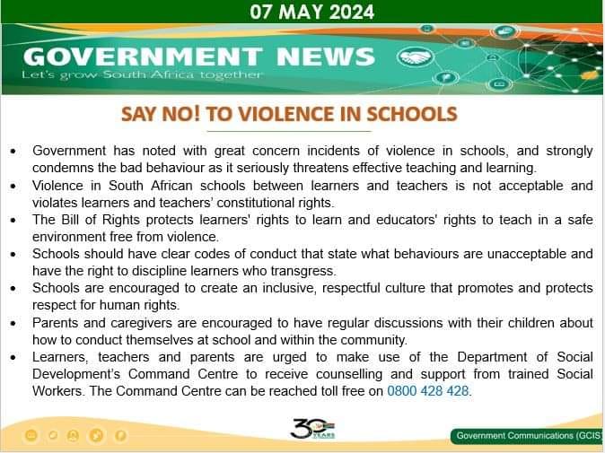 #خبر دولت |  خشونت در مدارس آفریقای جنوبی بین دانش آموزان و معلمان هیچ…
