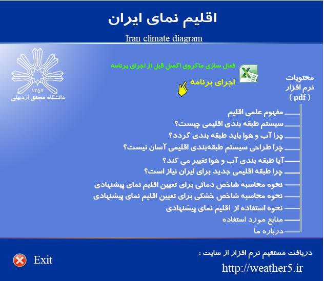 نرم افزار “اقلیم نمای ایران” برای تعیین اقلیم ایران به تفکیک مناطق مختلف، غالباً از روش­های طبقه ­بندی شناخته شده جهانی …